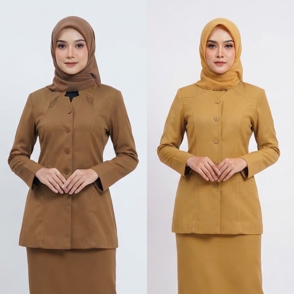 Seragam PNS Wanita Blazer Kerah Sanghai Polyester - foto 1 dari 10