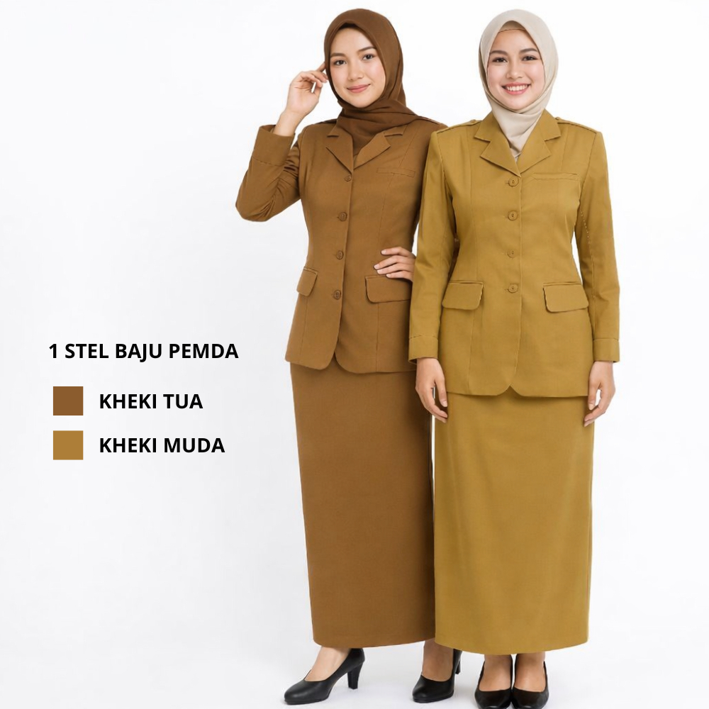 Seragam PNS Wanita Katun Adem Nyaman Khaki - foto 1 dari 10