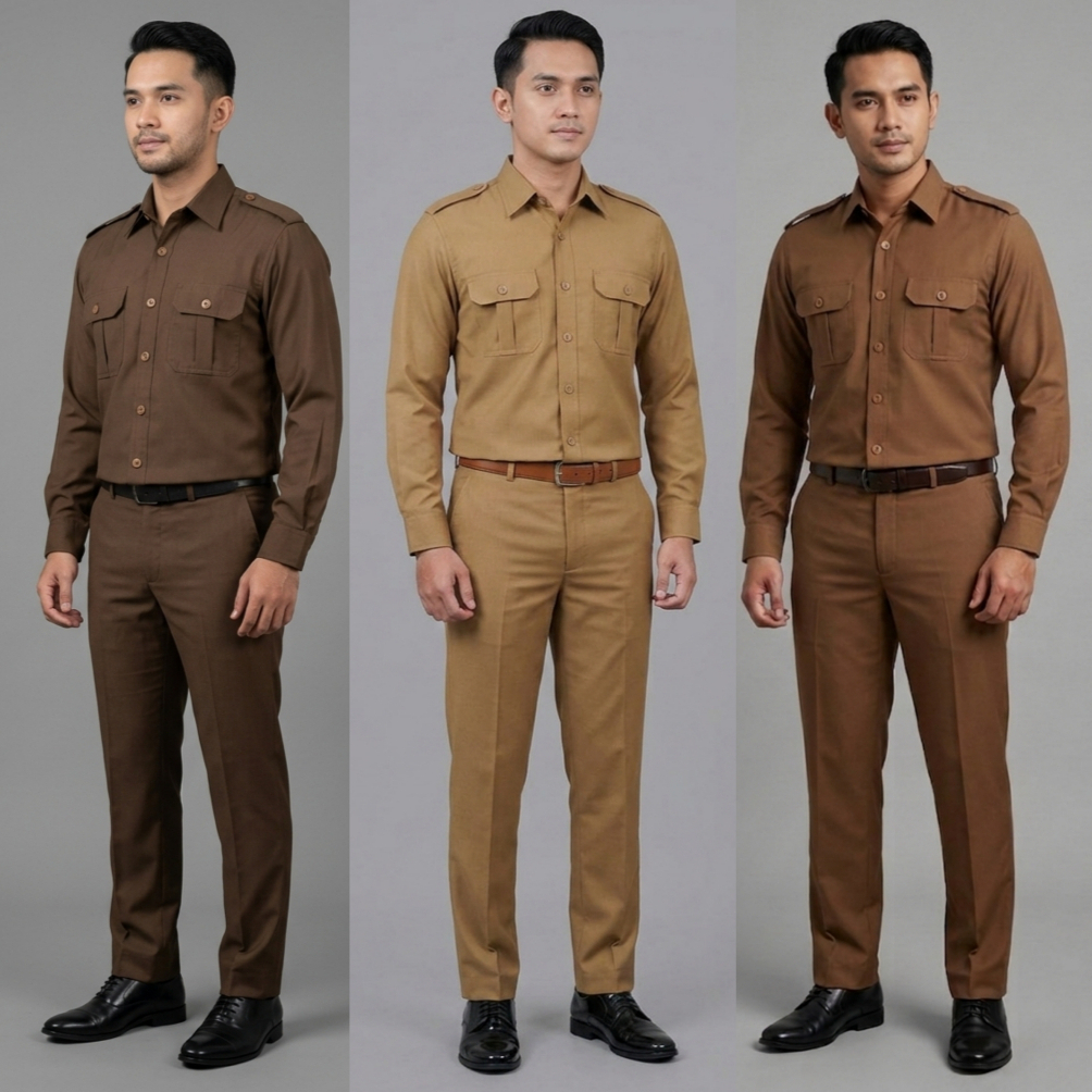 Seragam Pria PDH Semi Woll Khaki Premium Setelan - foto 1 dari 10
