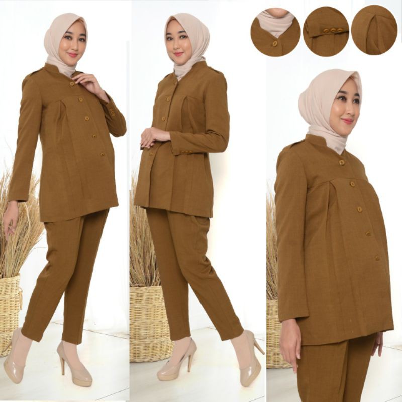 Stelan Pemda Wanita Hamil Coklat Sanghai - foto 1 dari 10