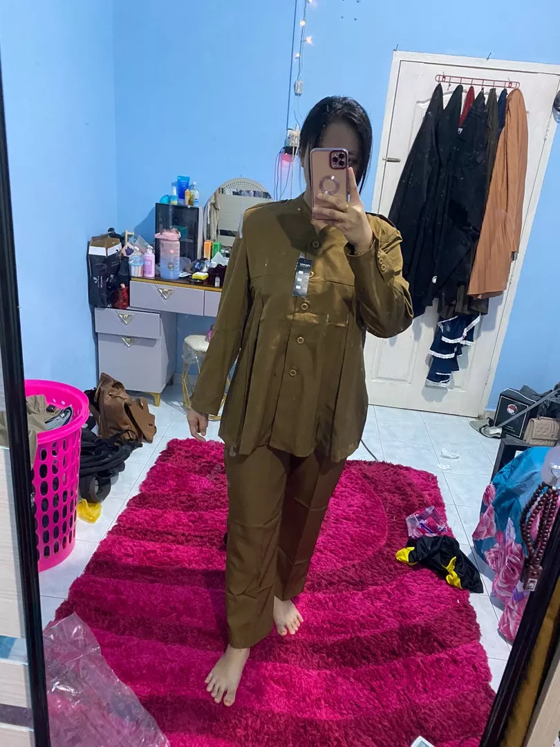 Stelan Pemda Wanita Hamil Coklat Sanghai - Foto ulasan pembeli