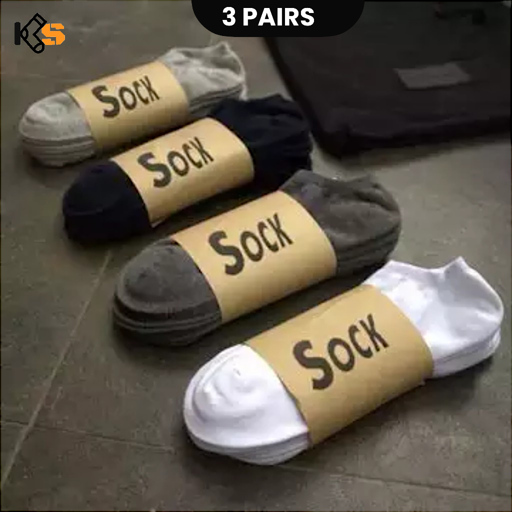 Paket 3 Pasang Kaos Kaki Pendek Unisex Lembut - foto 1 dari 10