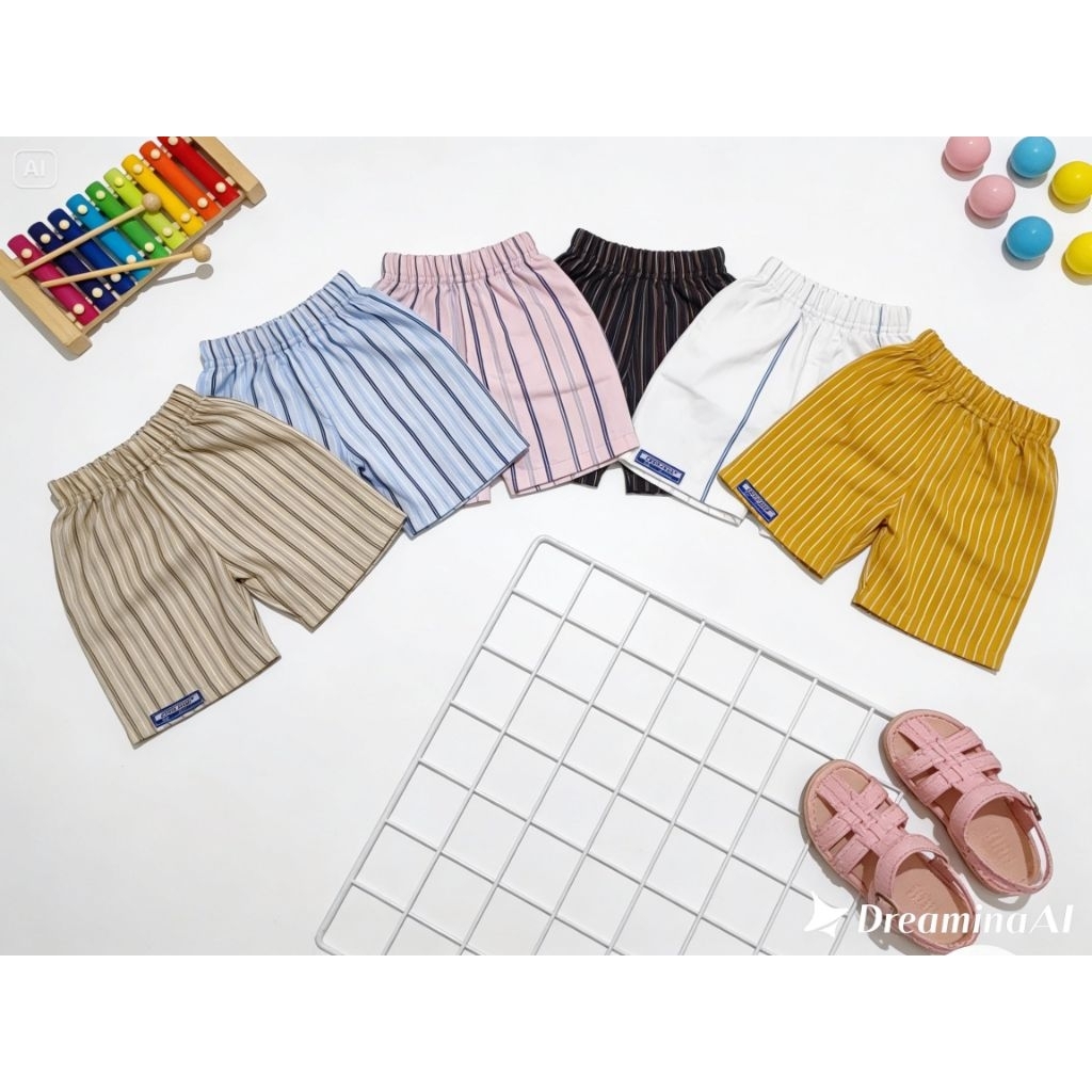 paket hemat 3 pcs celana anak motif stripe untuk laki-laki dan perempuan unisex usia 1-7 tahun - foto 4 dari 10