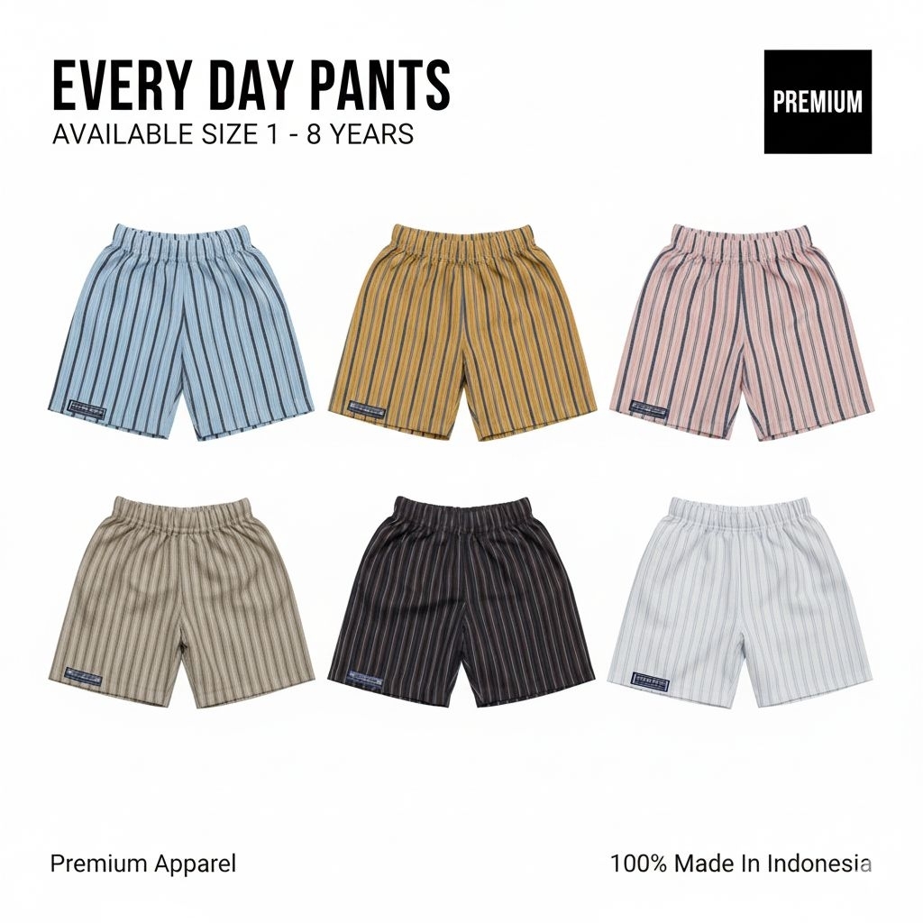 paket hemat 3 pcs celana anak motif stripe untuk laki-laki dan perempuan unisex usia 1-7 tahun - foto 6 dari 10