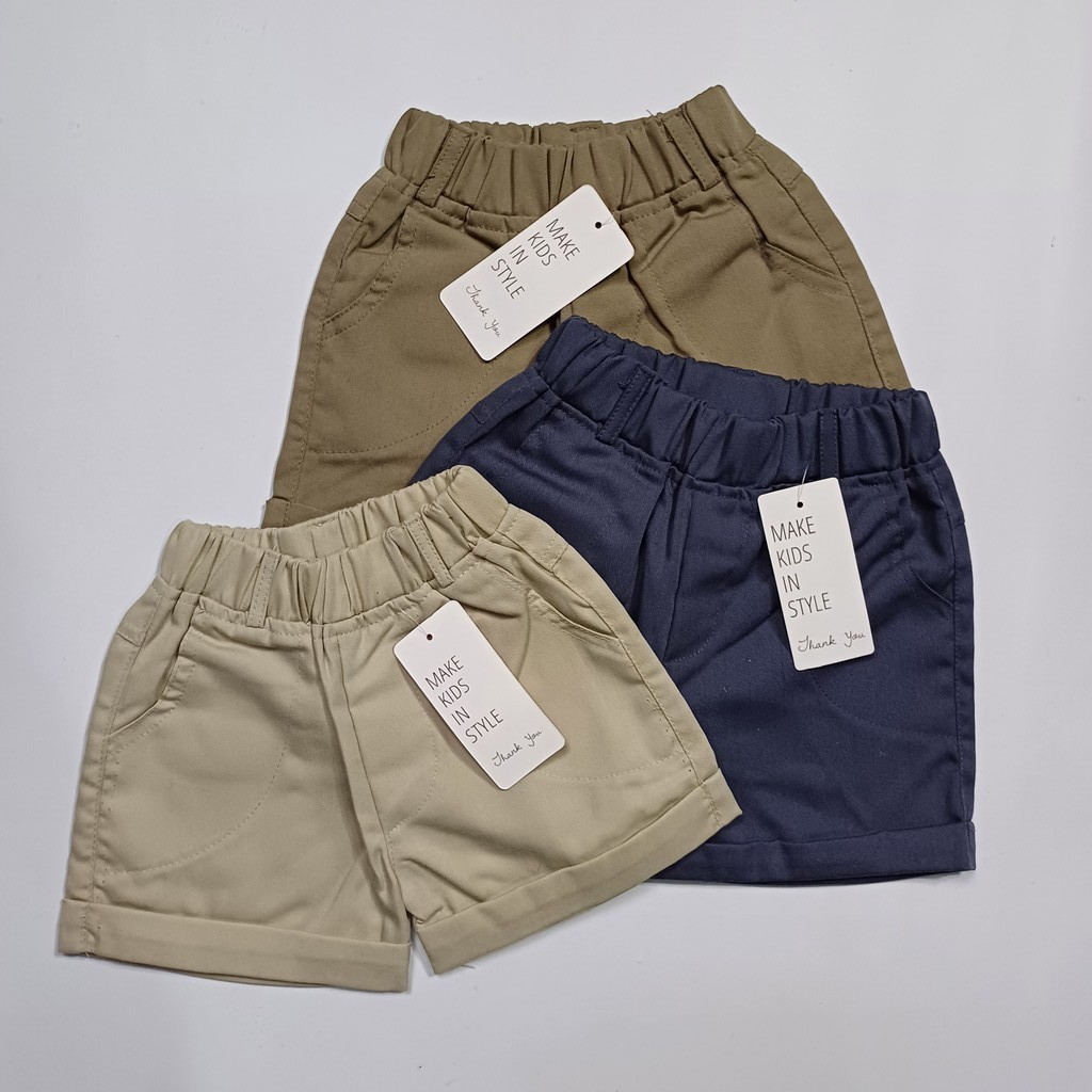 PAKET HEMAT 3 PCS CELANA PENDEK CHINO ANAK 1-5 TAHUN - foto 1 dari 10