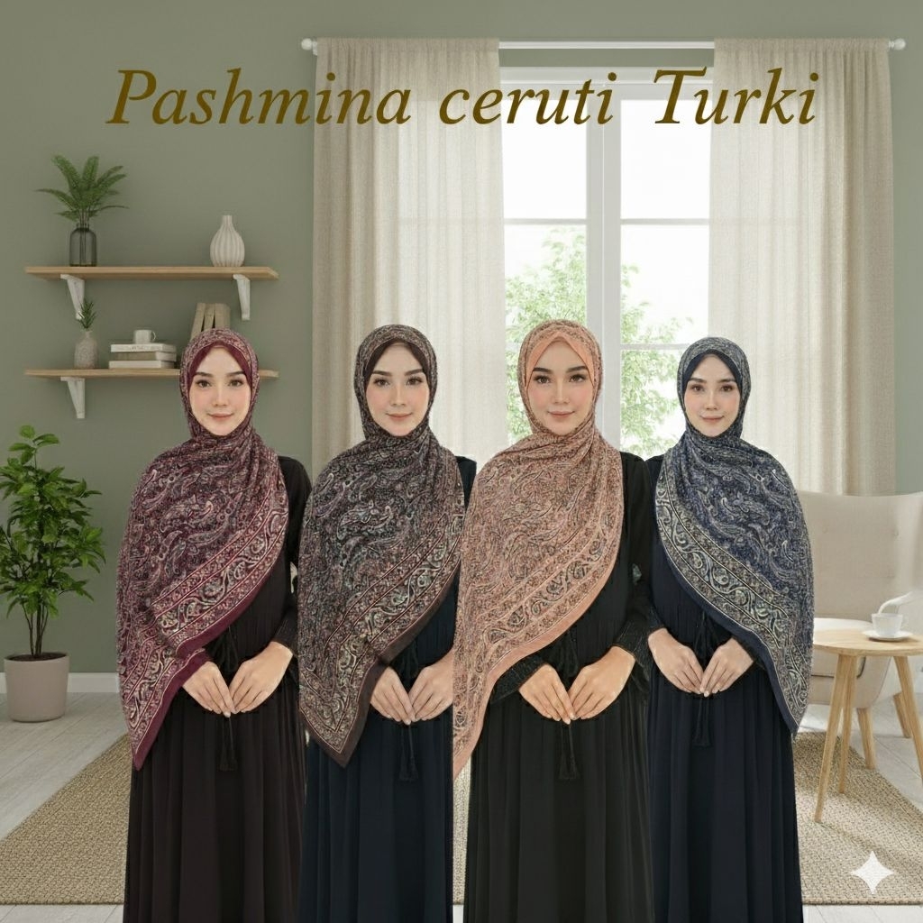 Pashmina Cashmere Turki / Pashmina Ceruty 180×75 cm Best - foto 1 dari 10