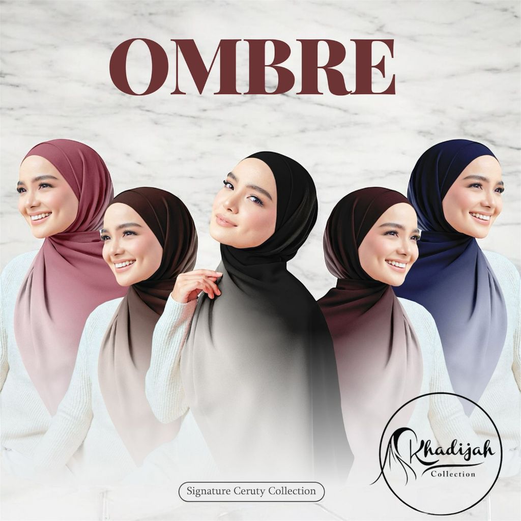 Pashmina Ceruty Premium Ombre Shawl Hijab Aretha - foto 1 dari 10