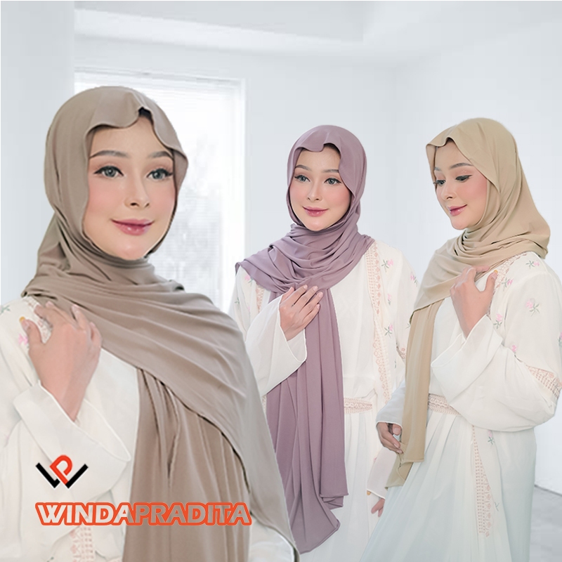 Pashmina Kaos Jersey Premium Kerudung Hijab Jilbab Pasmina Mleyot Warna Polos - foto 1 dari 10