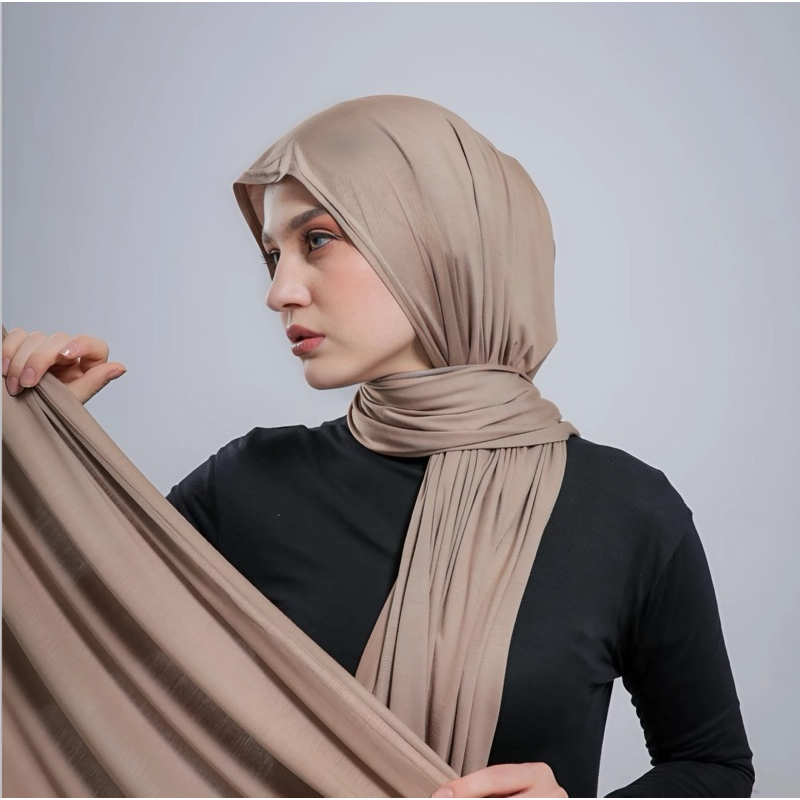 Pashmina Kaos Rayon Premium Korea Hijab 180x75 - foto 1 dari 10