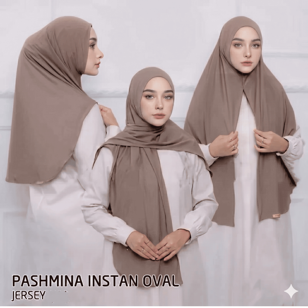 Pashmina Instan Oval Jersey Premium/Pasmina Oval Instan Jersey - foto 1 dari 10