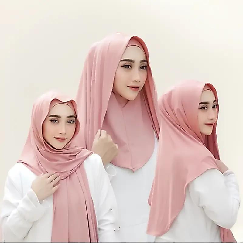 PASHMINA INSTAN TUTUP LEHER MELEYOT 2 IN 1 - foto 1 dari 10