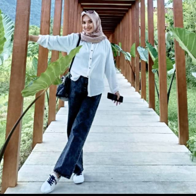 Pashmina Oval 2in1 Jahit Dagu Simple Stylish - Foto ulasan pembeli