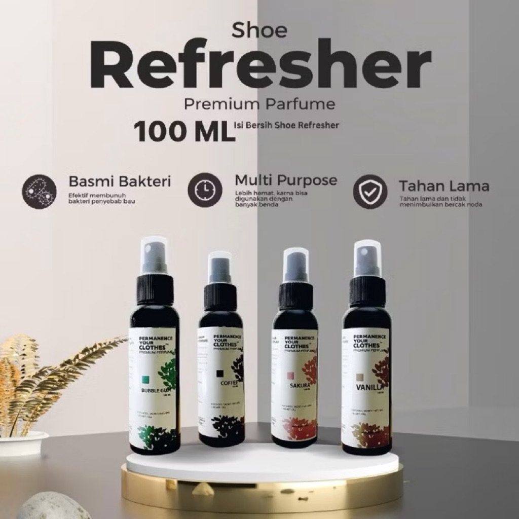 Permanence Your Clothes - Parfum Sepatu Jaket Tas Helm Pembersih Sepatu Anti Bakteri - Perawatan Shoe Parfume Refresher Denim 100ML