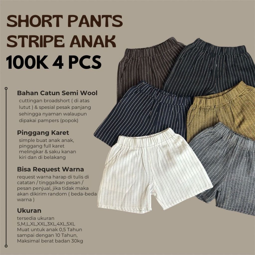 PROMO 100K 4 Pcs Celana Anak Stripe Unisex - foto 3 dari 10, sendiwidian