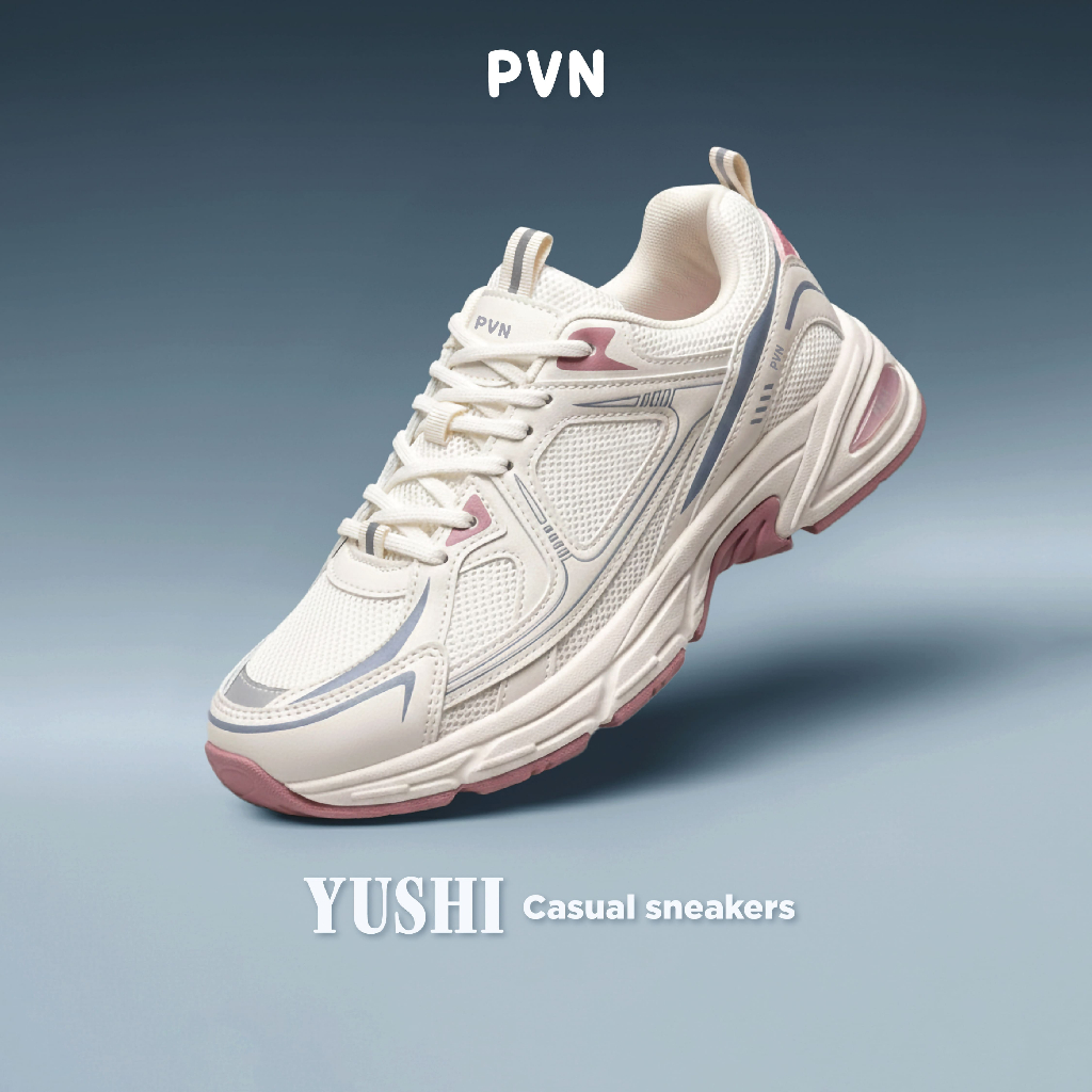PVN Yushi Sepatu Sneakers Wanita Sport Shoes Pink Grey Cream 338 - foto 3 dari 10, delimaekarizkianti