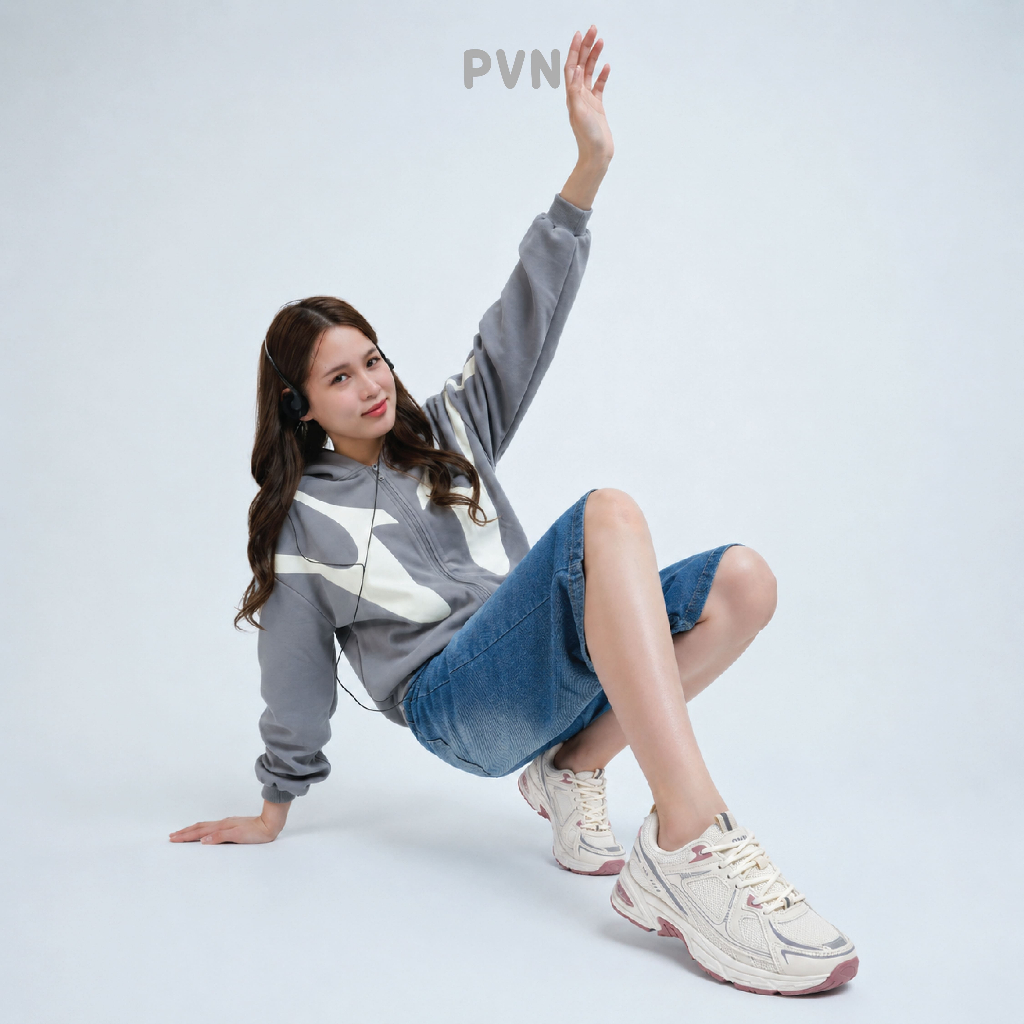 PVN Yushi Sepatu Sneakers Wanita Sport Shoes Pink Grey Cream 338 - foto 4 dari 10, delimaekarizkianti