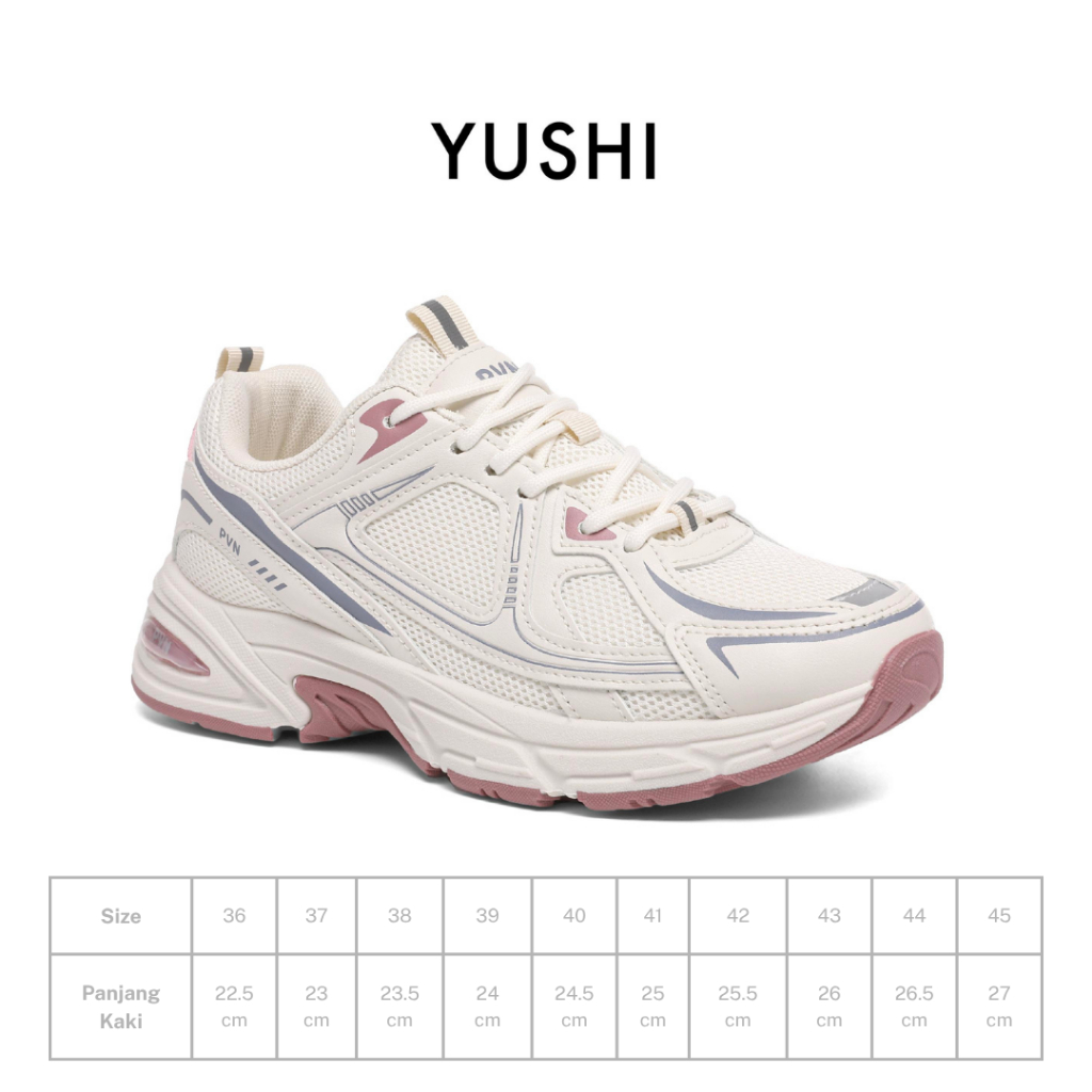 PVN Yushi Sepatu Sneakers Wanita Sport Shoes Pink Grey Cream 338 - foto 6 dari 10, delimaekarizkianti