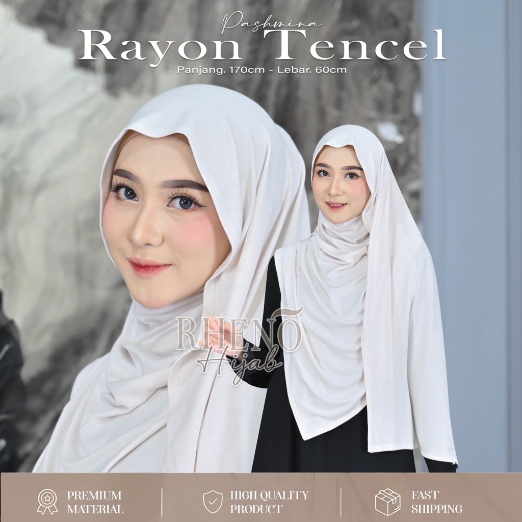 Rheno Hijab Pashmina Tencel Adem Lembut Elegan - foto 1 dari 10