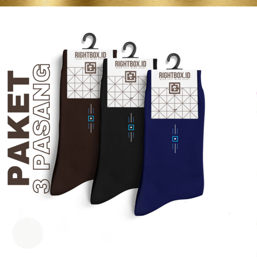 Rightbox, Paket 3 Pasang Kaos Kaki Kantor Rightbox, Motif Minimalis, Allsize Dewasa - foto 1 dari 10