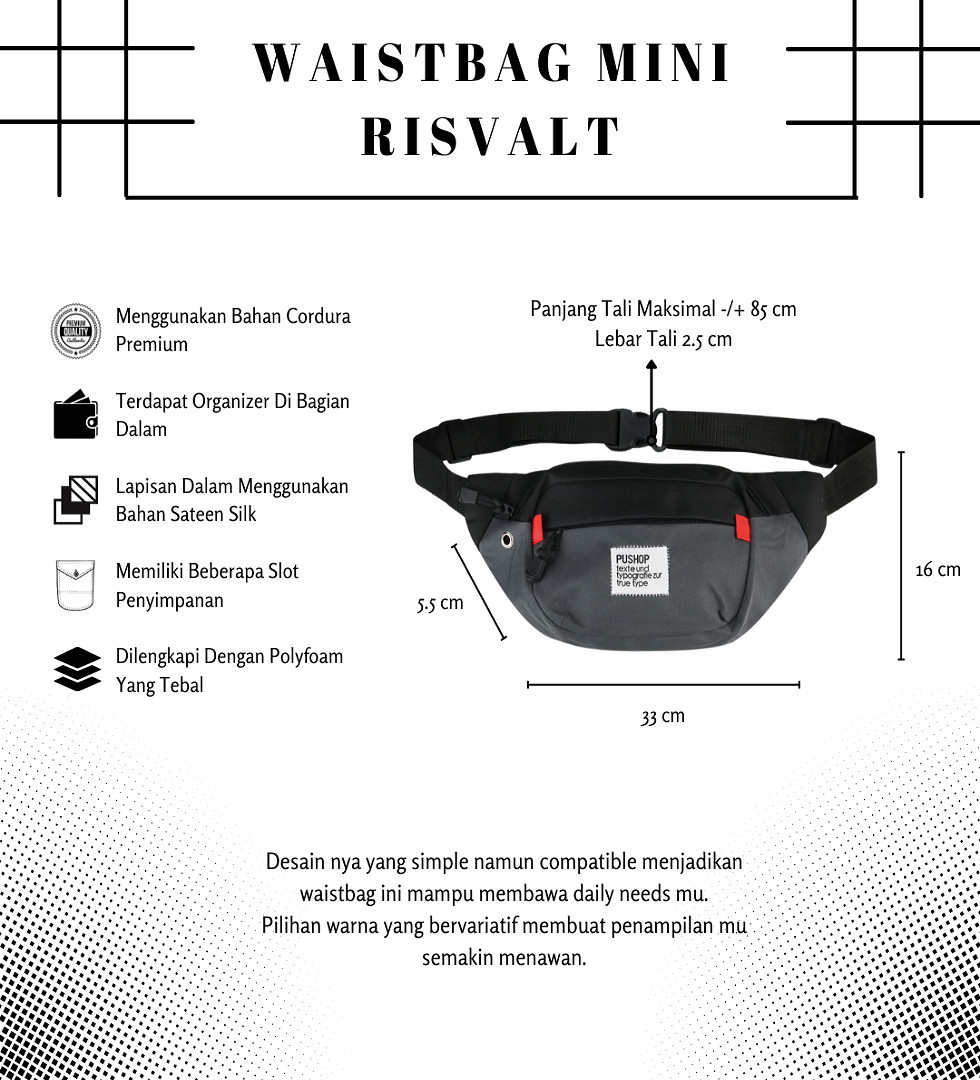 Waistbag Pushop Mini Risvalt - foto 8 dari 10