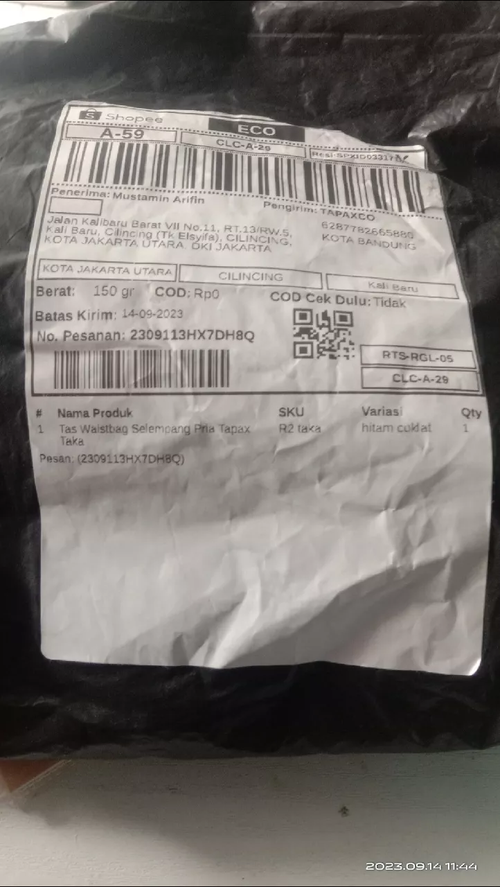 TAPAXCO Tas Waistbag Selempang Pria Tapax Taka - Foto ulasan pembeli