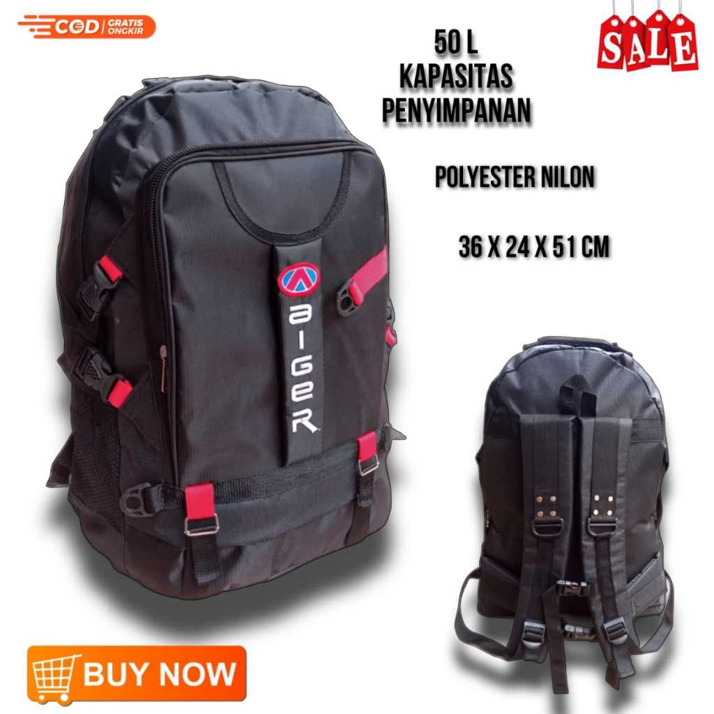 Tas Ransel Unisex 50L-55L Diskon Warna Merah - foto 5 dari 10
