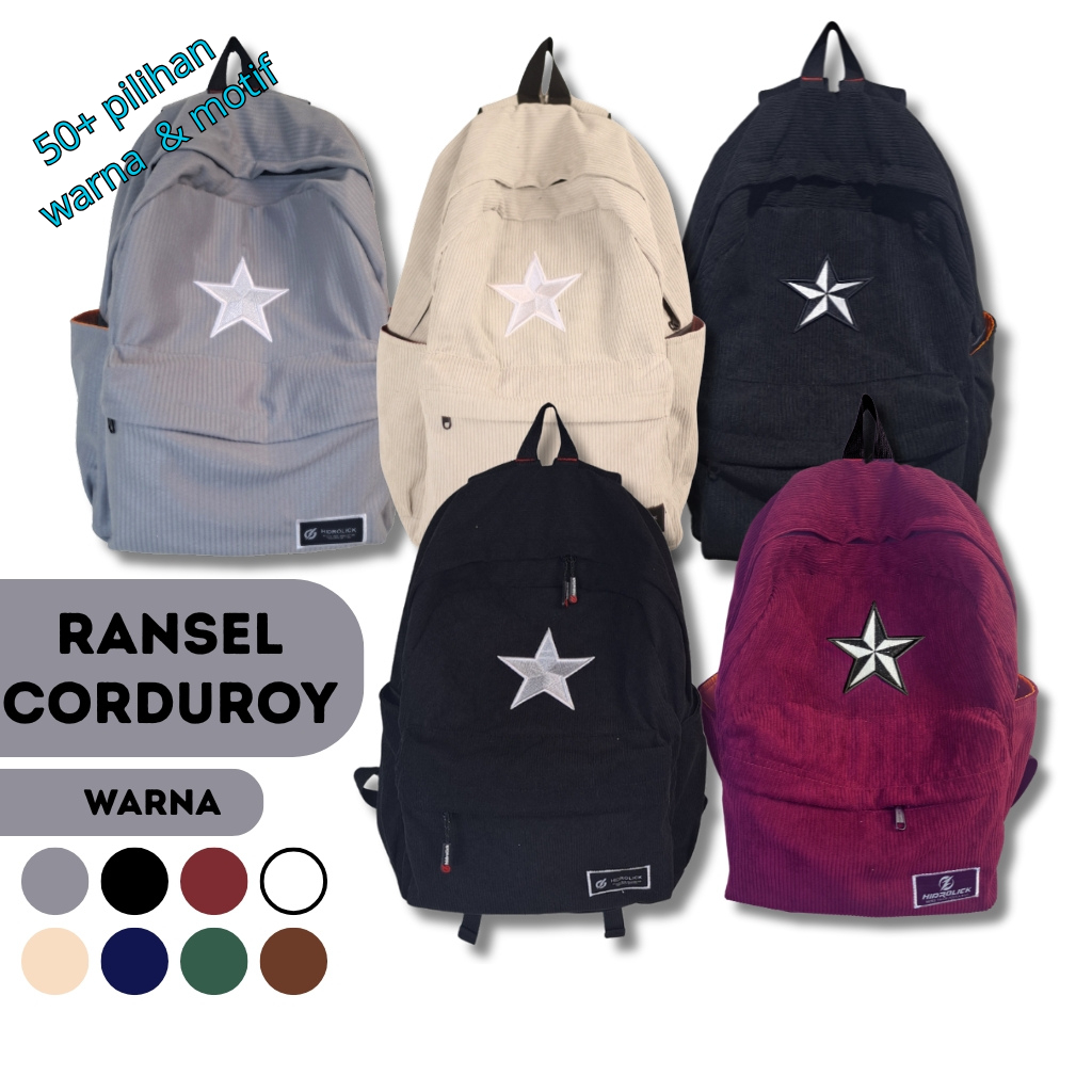 Tas Ransel Corduroy Unisex Dengan Slot Laptop - foto 1 dari 10