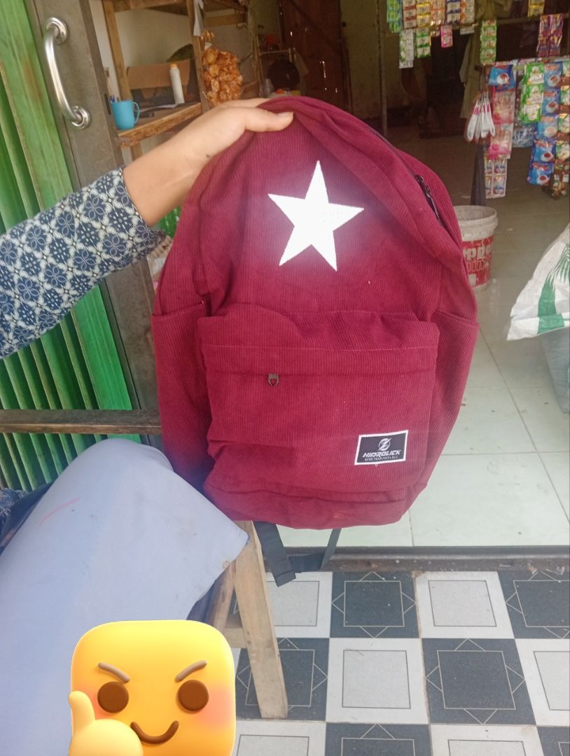 Tas Ransel Corduroy Unisex Dengan Slot Laptop - Foto ulasan pembeli