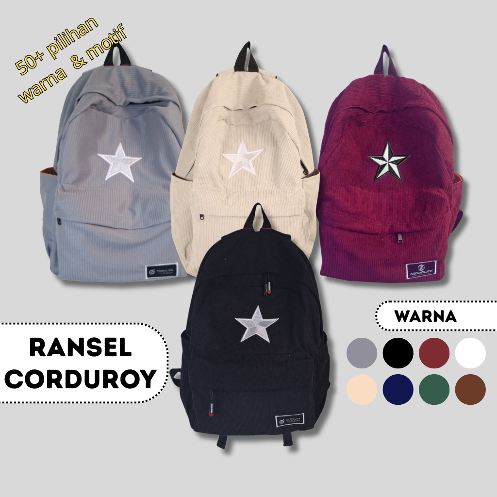 Tas Ransel Corduroy Pria Wanita Laptop 15" - foto 1 dari 10