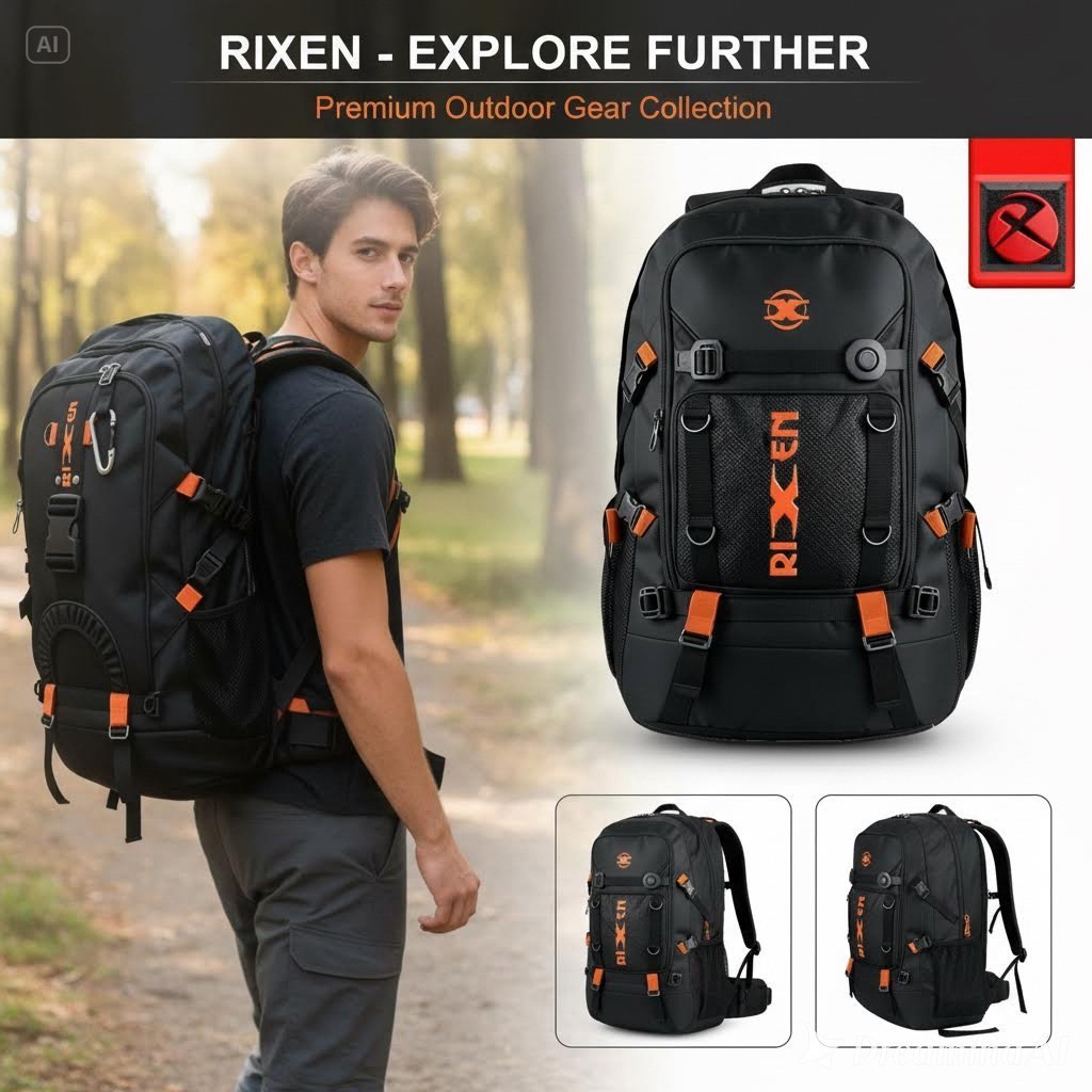 Tas Ransel JUMBO Unisex Kapasitas 60L Warna Hitam Jumbo - foto 1 dari 10