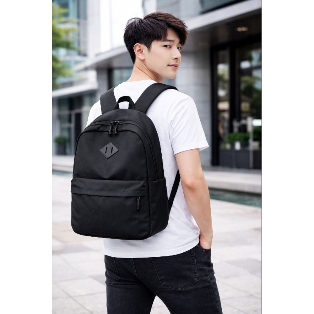 Tas Ransel Korea Pria Wanita Polos Tahan Air - foto 1 dari 10