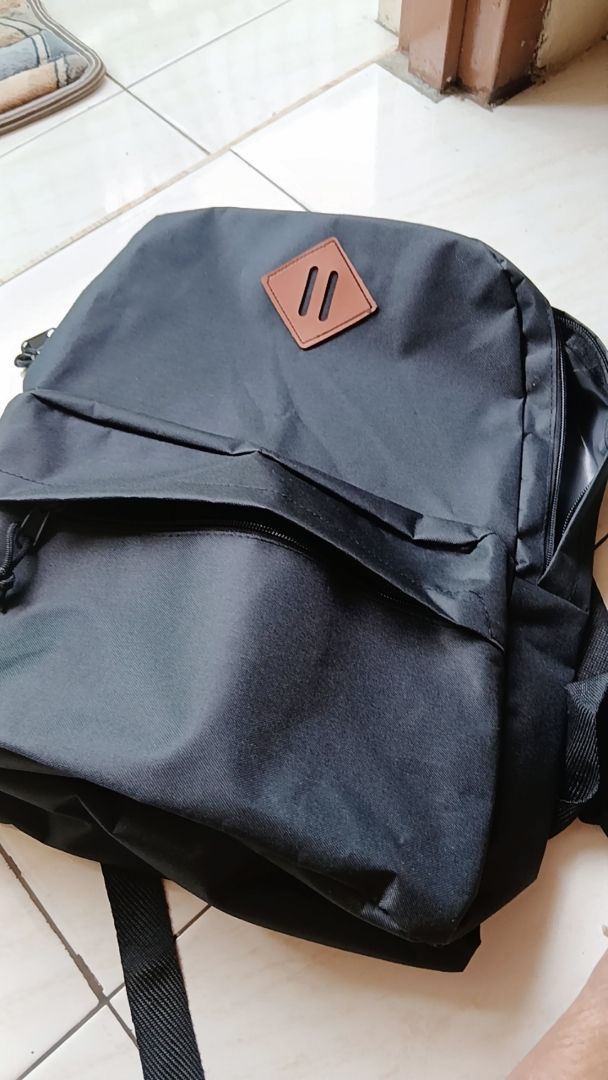 Tas Ransel Korea Pria Wanita Polos Tahan Air - Foto ulasan pembeli