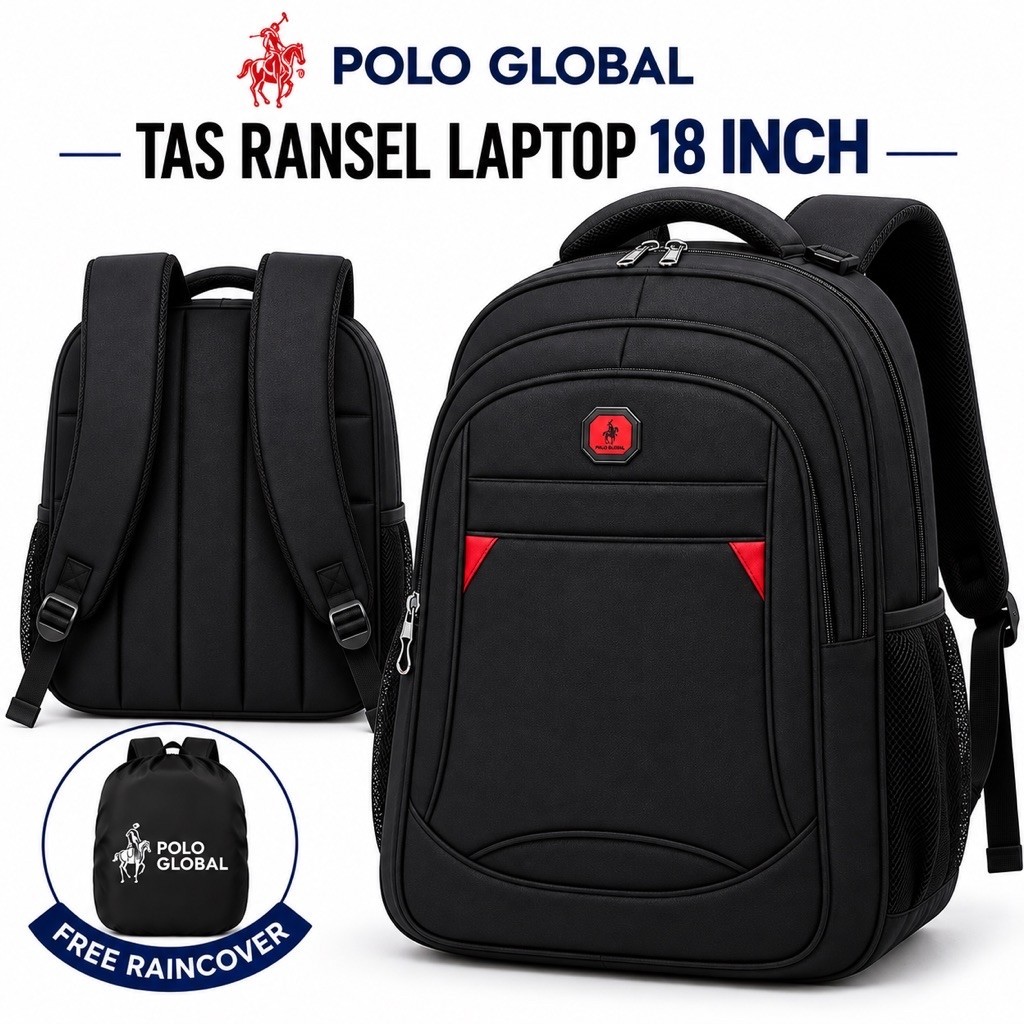 Tas Ransel POLO GLOBAL Tas Laptop Pria Anti Air – Ransel Kerja Kuliah Premium - foto 1 dari 10