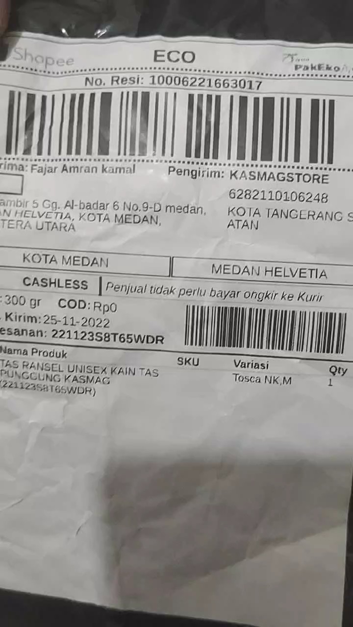 Tas Ransel Pria Kain Multifungsi Kasmag 42cm - Foto ulasan pembeli