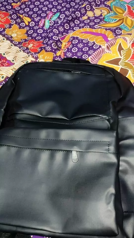 Tas Ransel Sekolah Gendong Kulit Backpack Pria - Foto ulasan pembeli