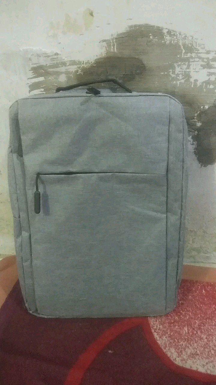 Tas Ransel Sekolah Kerja Kuliah / BackPack Kanvas Import Port USB Trendy Unisex Korean Style - WY14 - Foto ulasan pembeli