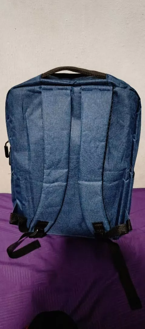 Tas Ransel Sekolah Kerja Kuliah / BackPack Kanvas Import Port USB Trendy Unisex Korean Style - WY14 - Foto ulasan pembeli