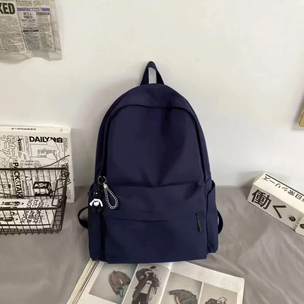 Tas Ransel Sekolah Polos Pria Wanita - Desain Simpel, Ringan, Uniseks Ukuran 37x42cm Muat Laptop - foto 1 dari 10