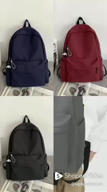 Tas Ransel Sekolah Polos Pria Wanita - Desain Simpel, Ringan, Uniseks Ukuran 37x42cm Muat Laptop - foto 8 dari 10