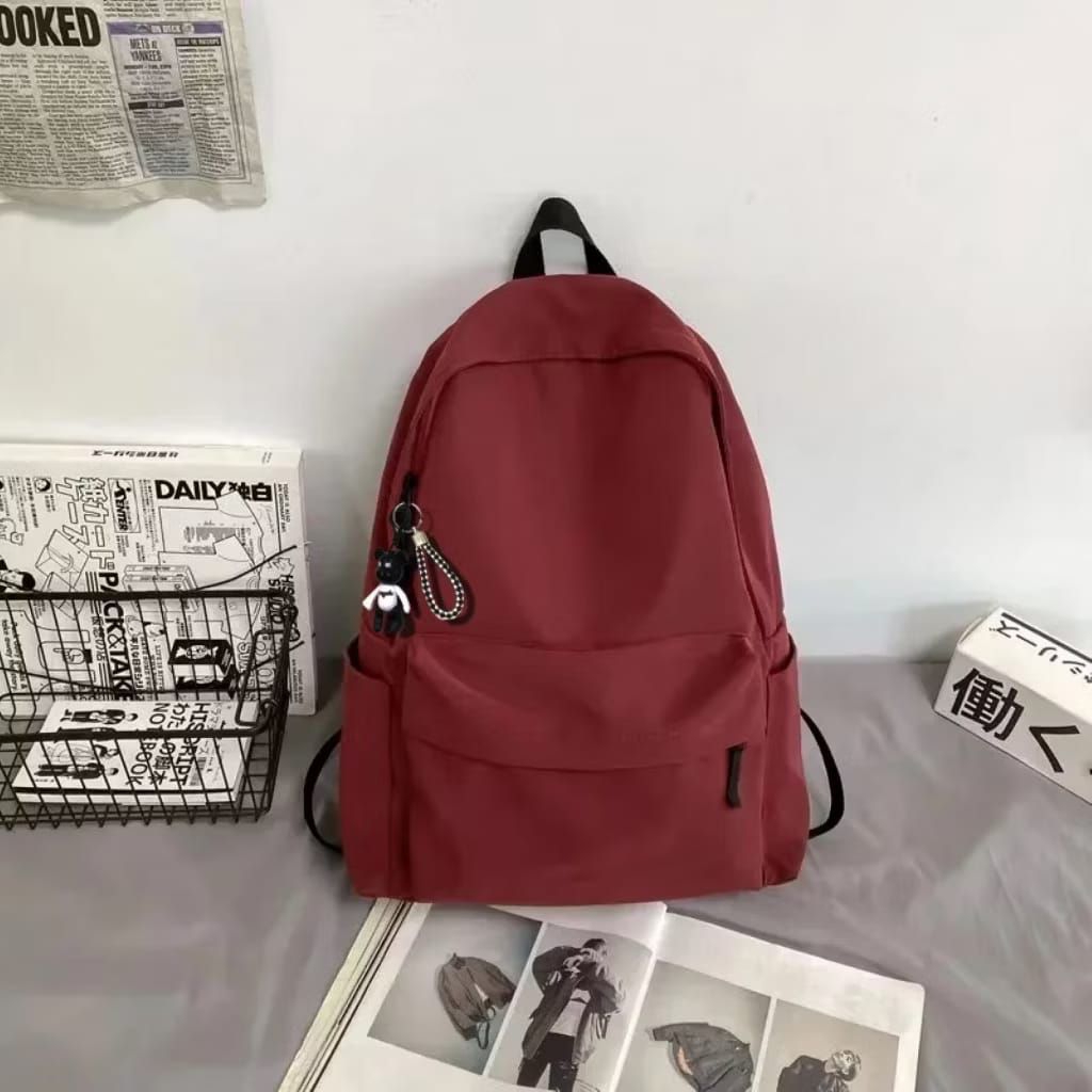 Tas Ransel Sekolah Polos Pria Wanita - Desain Simpel, Ringan, Uniseks Ukuran 37x42cm Muat Laptop - foto 10 dari 10