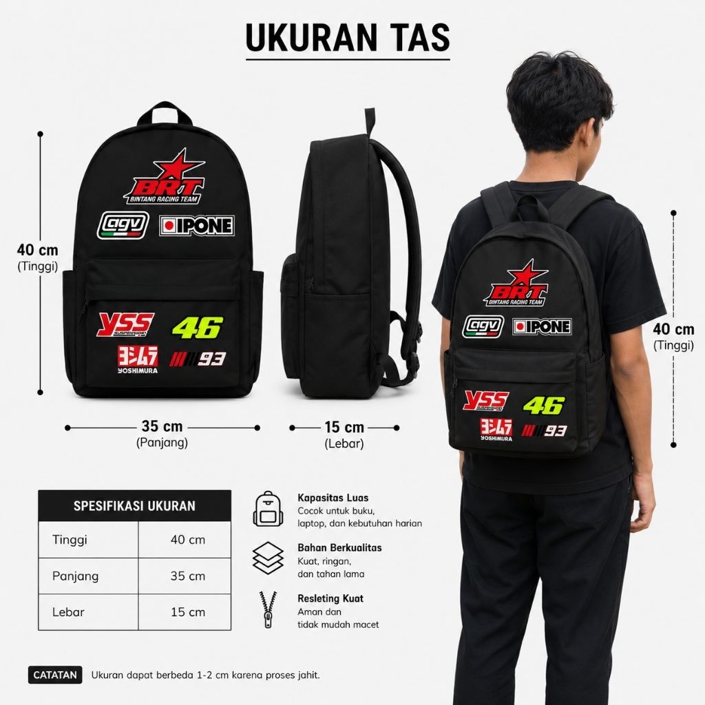 tas sekolah pria dengan motif aesthetik untuk SD /SMP bahan d300 kuat - foto 7 dari 10