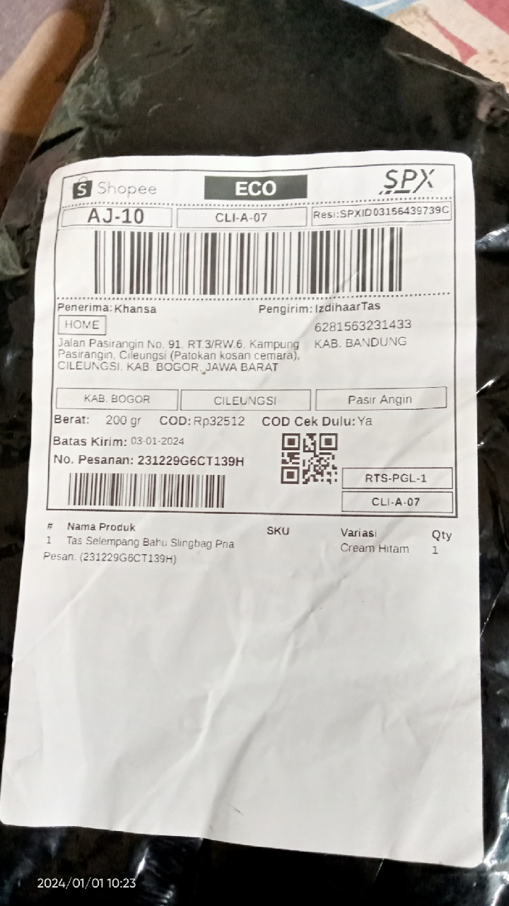 Tas Selempang Bahu Slingbag Pria - Foto ulasan pembeli