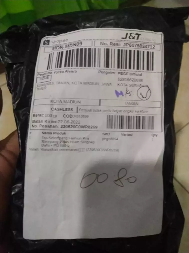 Tas Selempang Pria Polos Hitam Keren Murah - Foto ulasan pembeli