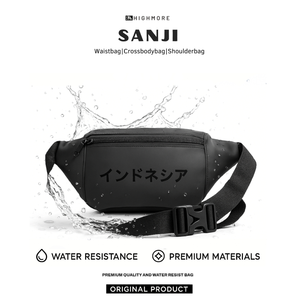 Tas Selempang Pria Sanji Waterproof Premium Hitam - foto 1 dari 10
