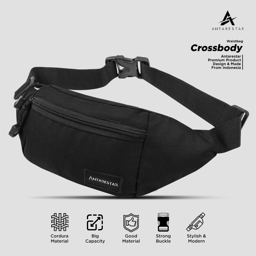 Tas Selempang Pria Waist Bag ANTARESTAR Tas Pinggang Crossbody Cordura Waistbag Keren Trendy - foto 1 dari 10