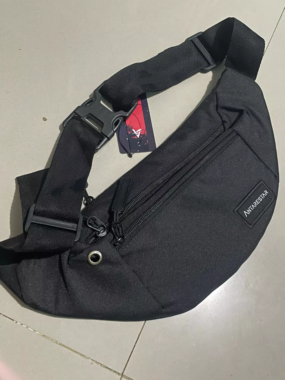 Tas Selempang Pria Waist Bag ANTARESTAR Tas Pinggang Crossbody Cordura Waistbag Keren Trendy - Foto ulasan pembeli