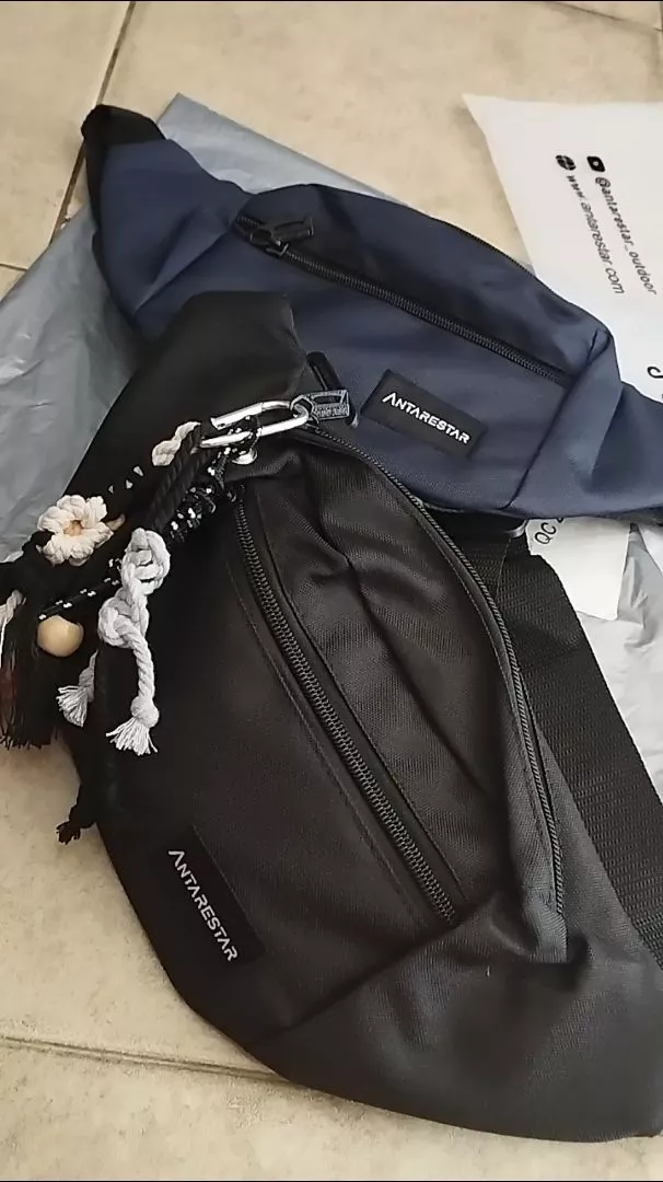 Tas Selempang Pria Waist Bag ANTARESTAR Tas Pinggang Crossbody Cordura Waistbag Keren Trendy - Foto ulasan pembeli