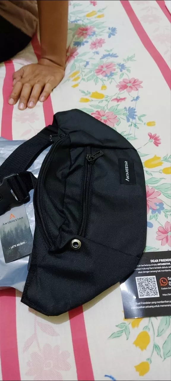 Tas Selempang Pria Waist Bag ANTARESTAR Tas Pinggang Crossbody Cordura Waistbag Keren Trendy - Foto ulasan pembeli