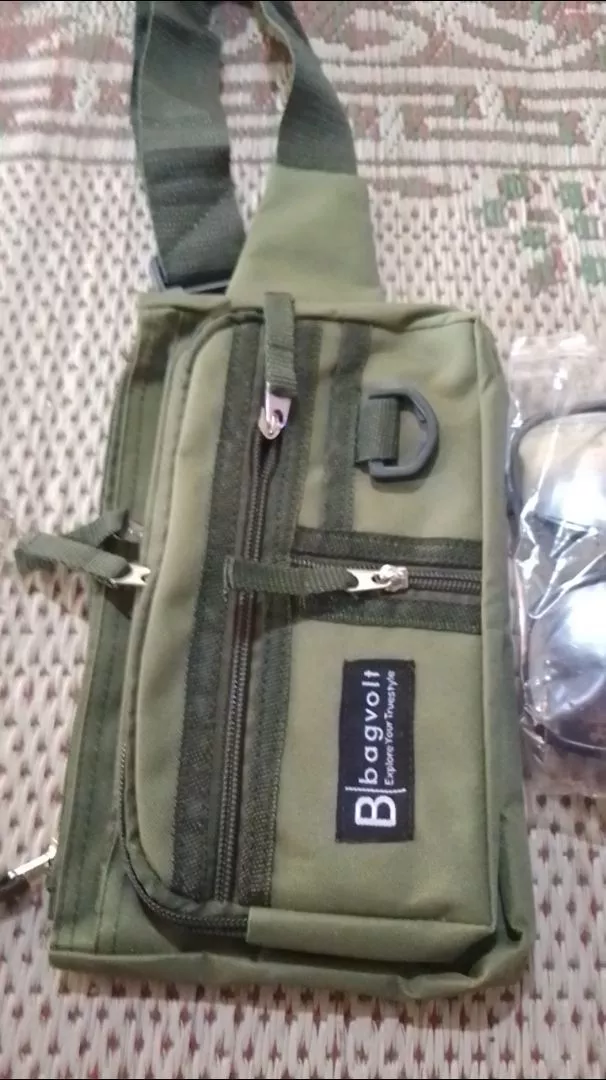 Tas Selempang Pria Youth Korea Hitam Army Nylon - Foto ulasan pembeli