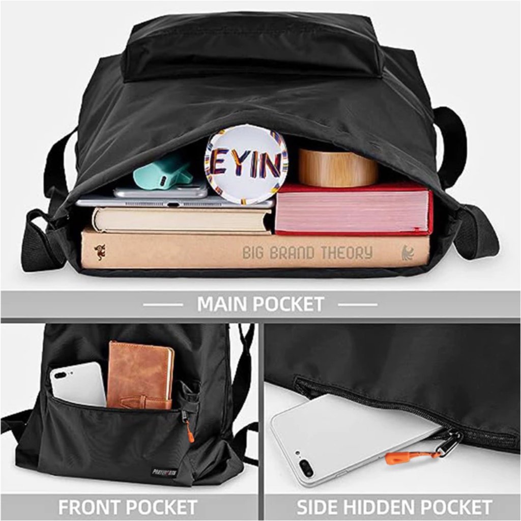 Tas Serut Multifungsi Ringan Bahan Tebal Stringbag Laki Laki Sekolah Traveling Kerja Motif Band Metal Kekinian - foto 7 dari 10